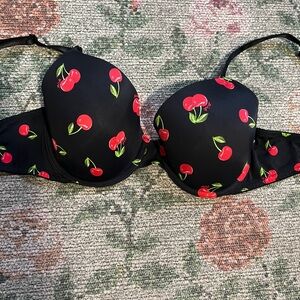 Victoria's Secret Black Bra Cherries 34D 🍒